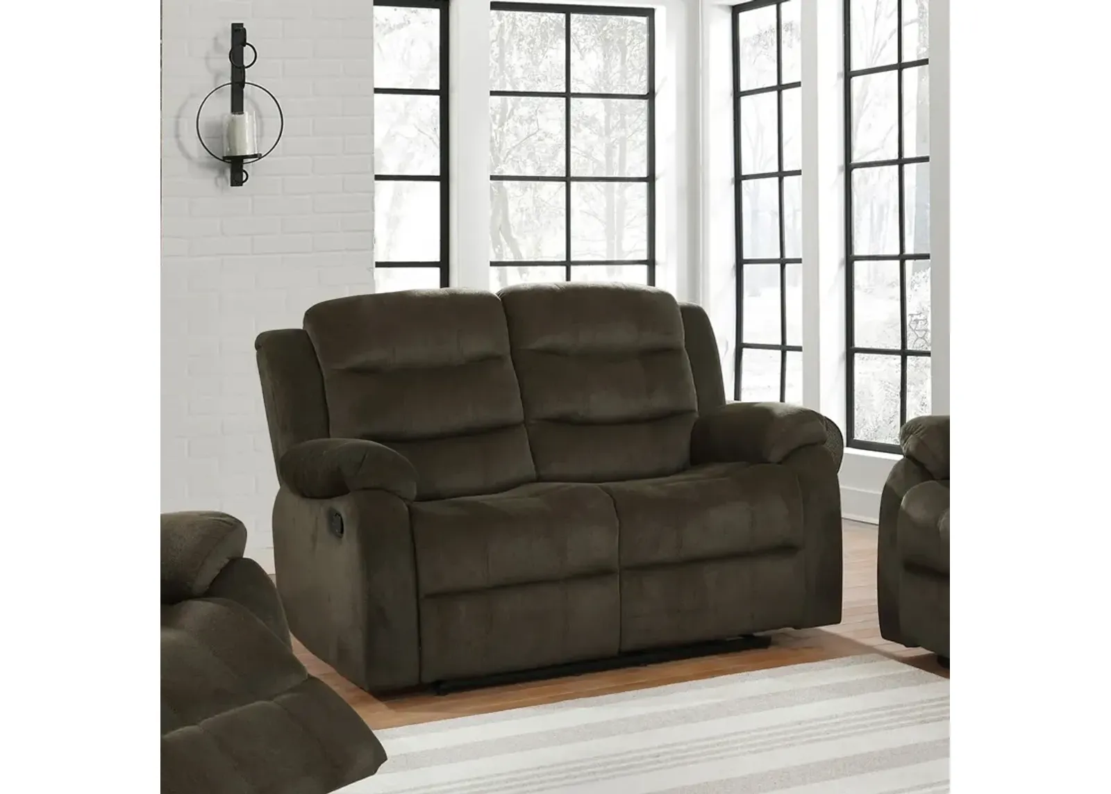 Coaster Rodman Upholstered Padded Arm Reclining Loveseat Olive Brown