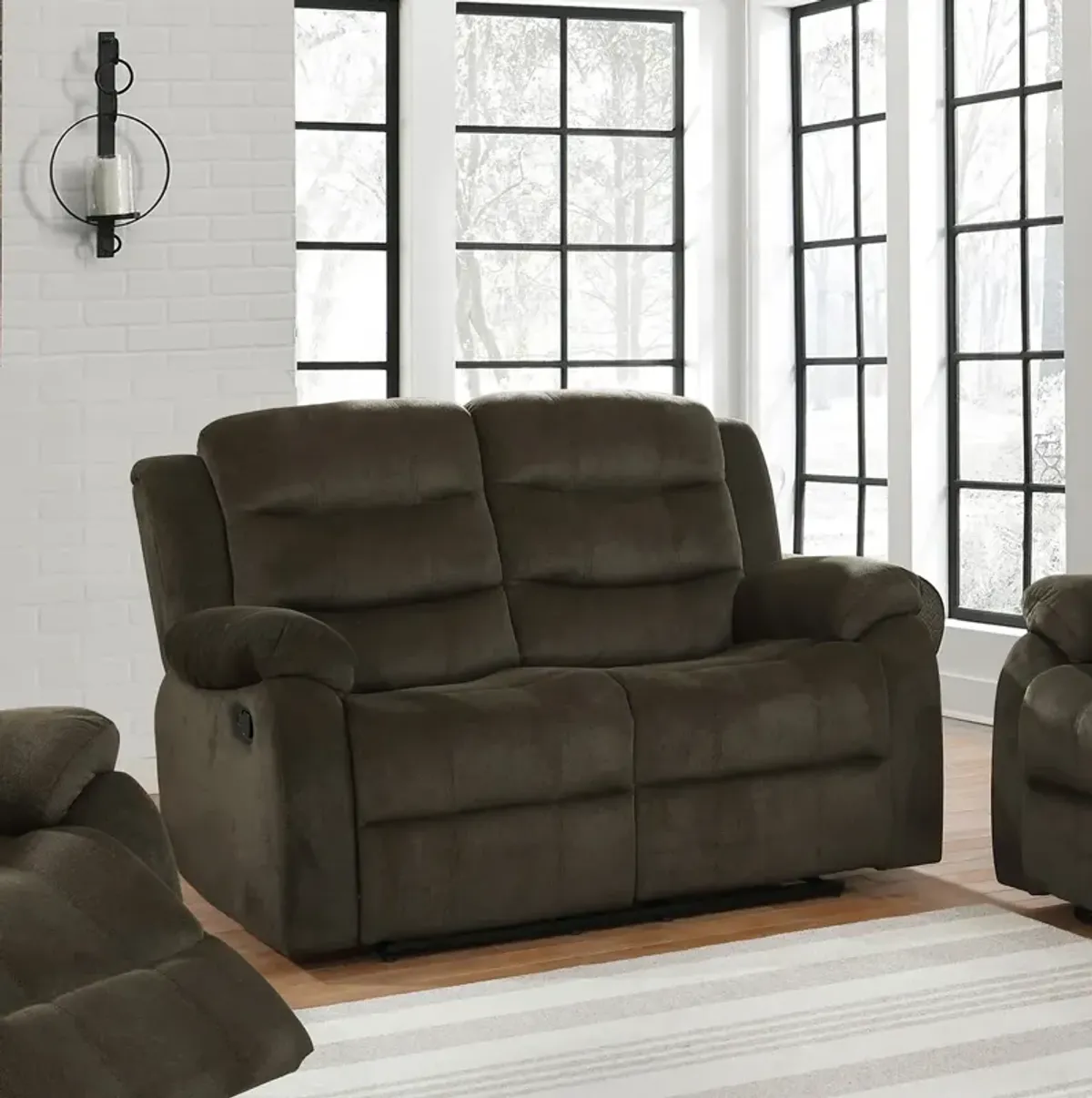 Coaster Rodman Upholstered Padded Arm Reclining Loveseat Olive Brown