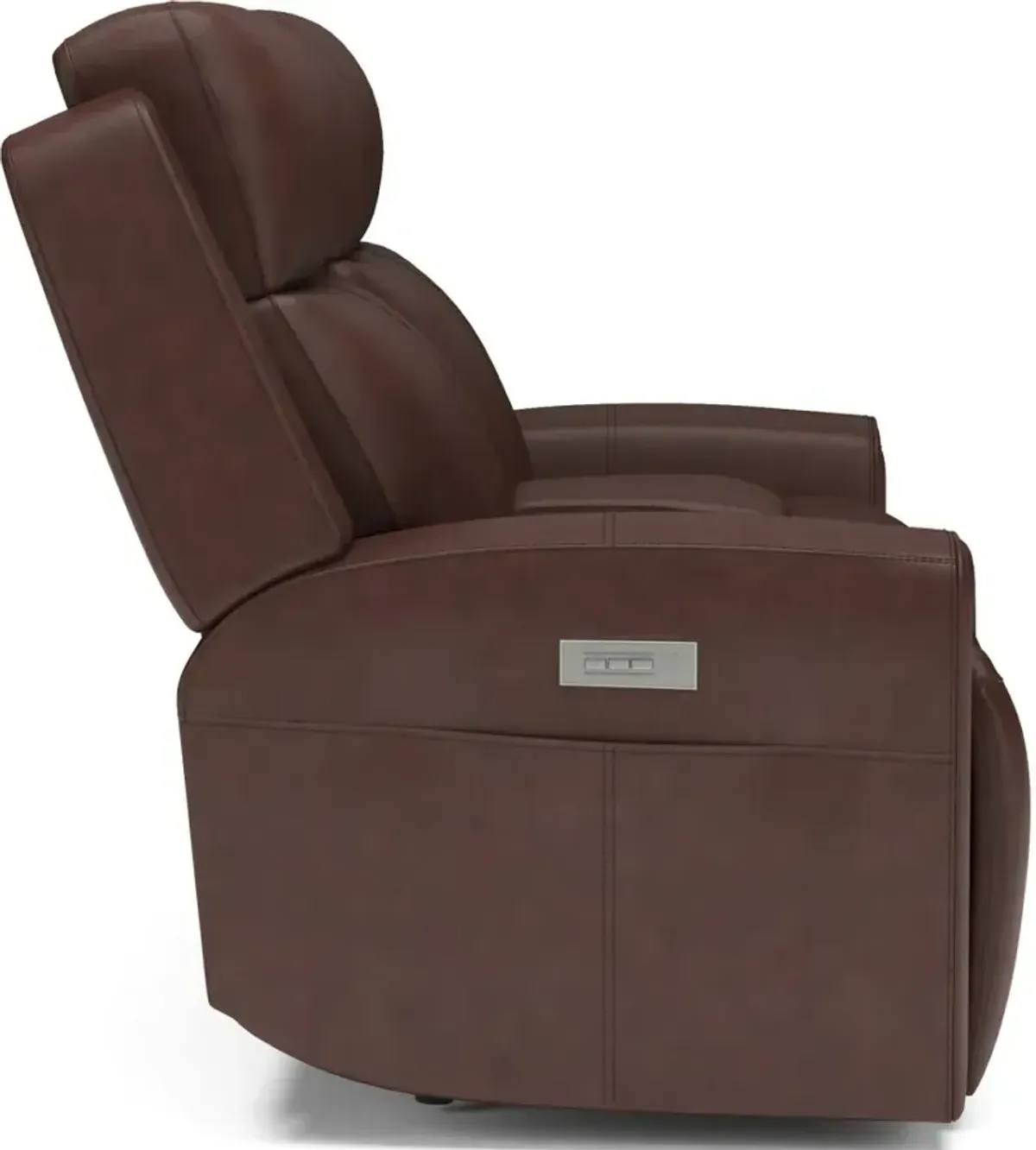 Flexsteel Barnett Timber Power Reclining Leather Loveseat with Console & Power Headrests & Lumbar