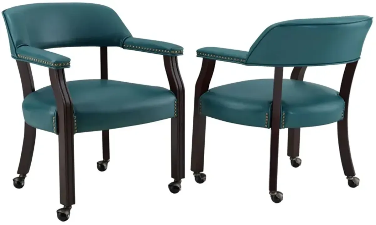 Steve Silver Tournament Teal Armchair with Casters