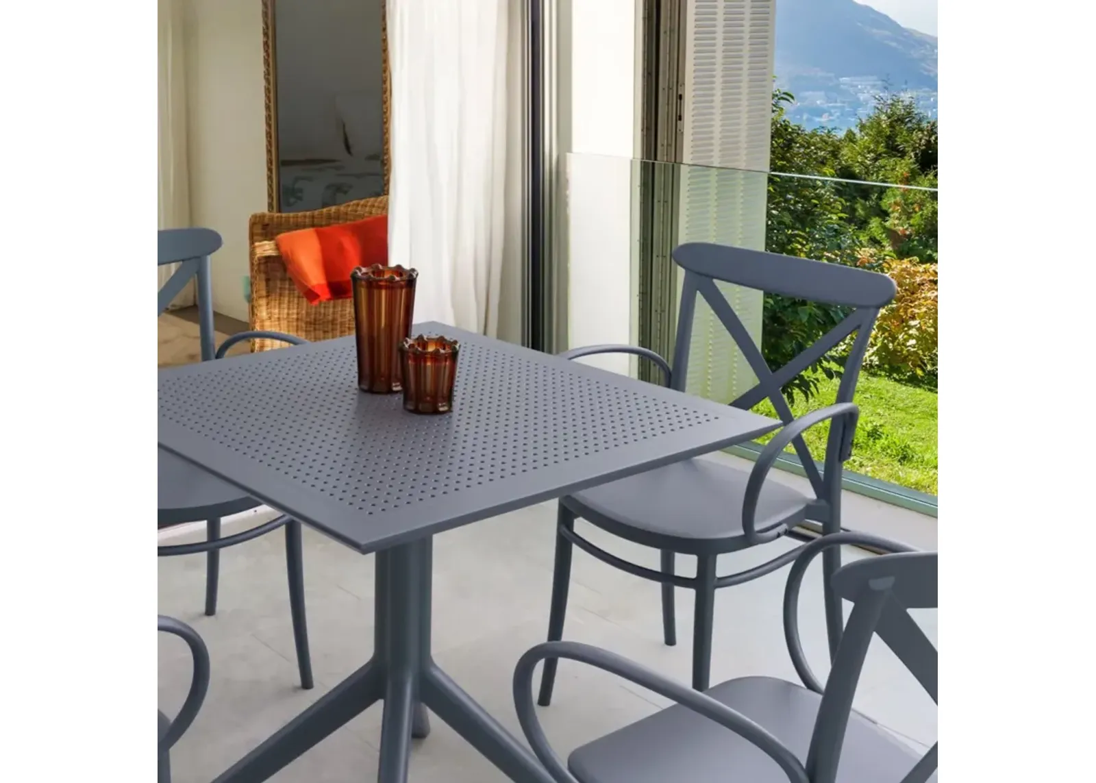 Compamia Cross XL Patio Dining Set with 4 Chairs Dark Gray