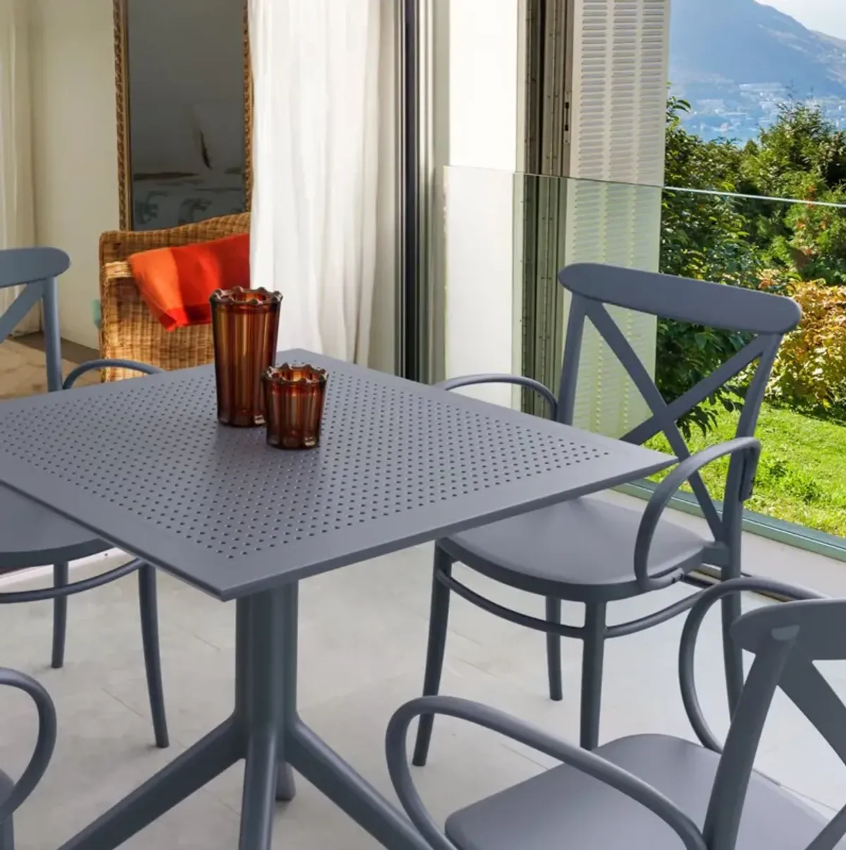 Compamia Cross XL Patio Dining Set with 4 Chairs Dark Gray