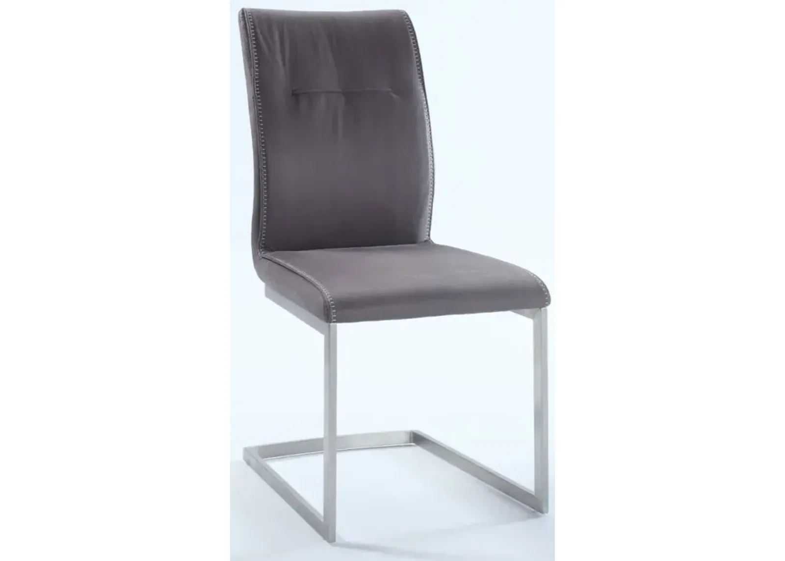 Chintaly Kalinda Grey Contemporary Cantilever Side Chair with Highlight Stitching