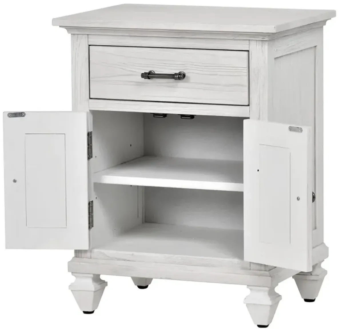 Seawinds Surfside 1-Drawer 2-Door Nightstand with Weathered White Finish