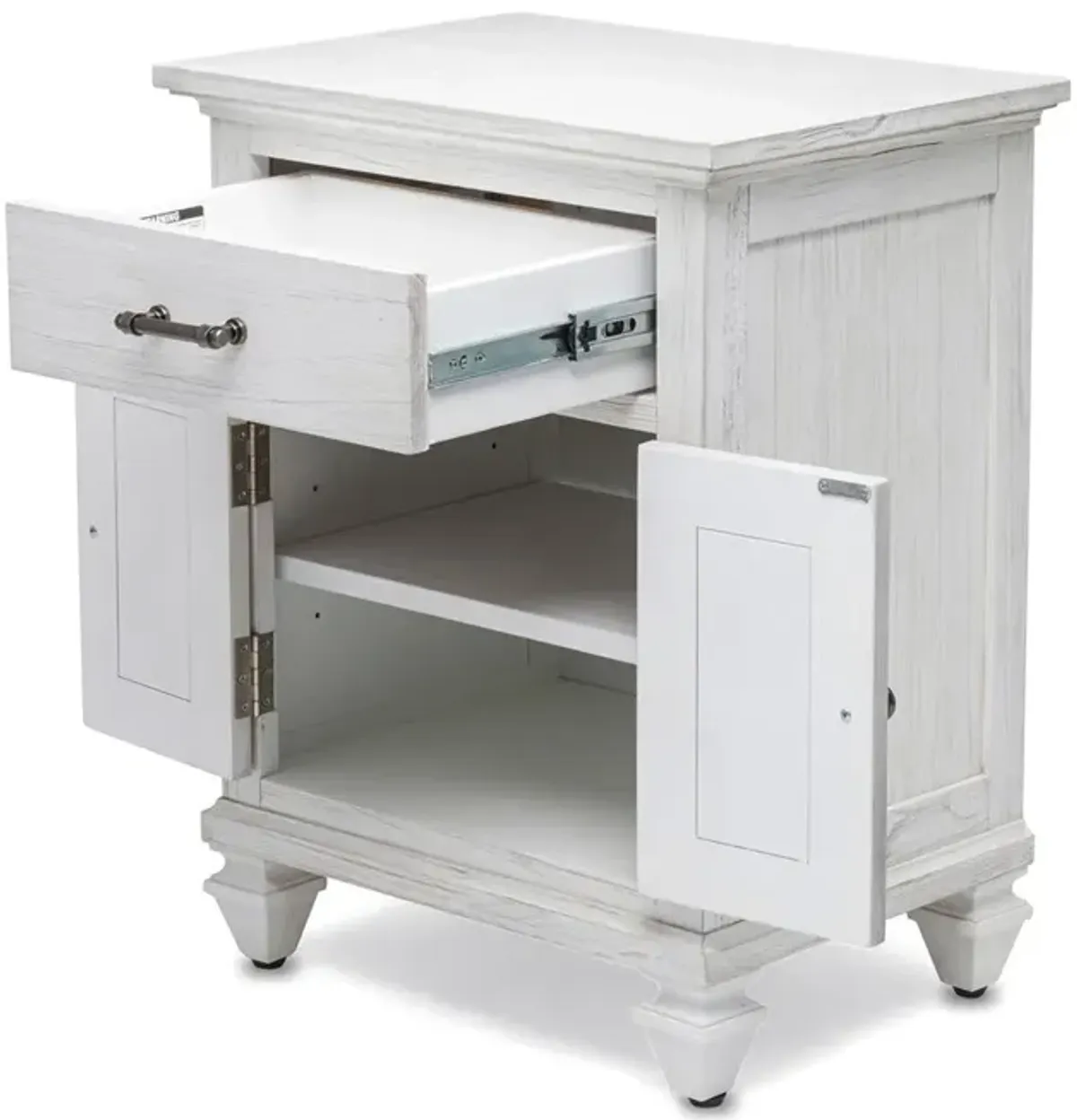 Seawinds Surfside 1-Drawer 2-Door Nightstand with Weathered White Finish