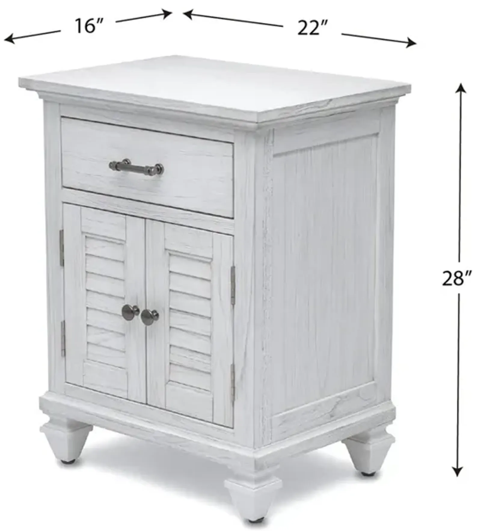 Seawinds Surfside 1-Drawer 2-Door Nightstand with Weathered White Finish