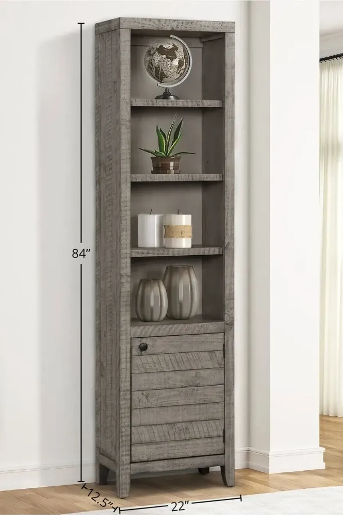 Parker House Tempe Grey Stone 22 Inch Open Top Bookcase