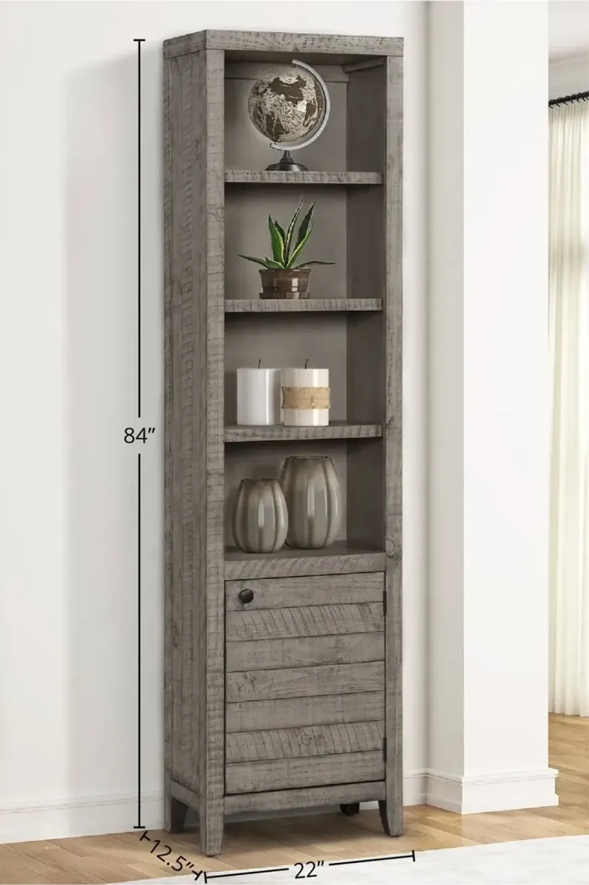 Parker House Tempe Grey Stone 22 Inch Open Top Bookcase