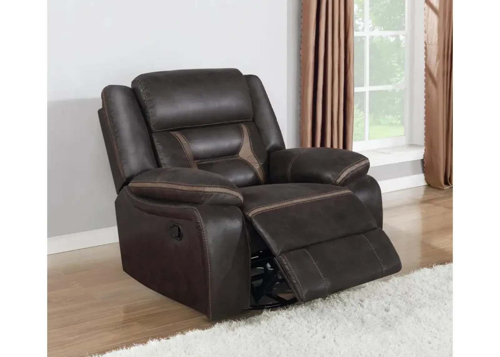 Coaster Greer Upholstered Swivel Glider Recliner Chair Brown