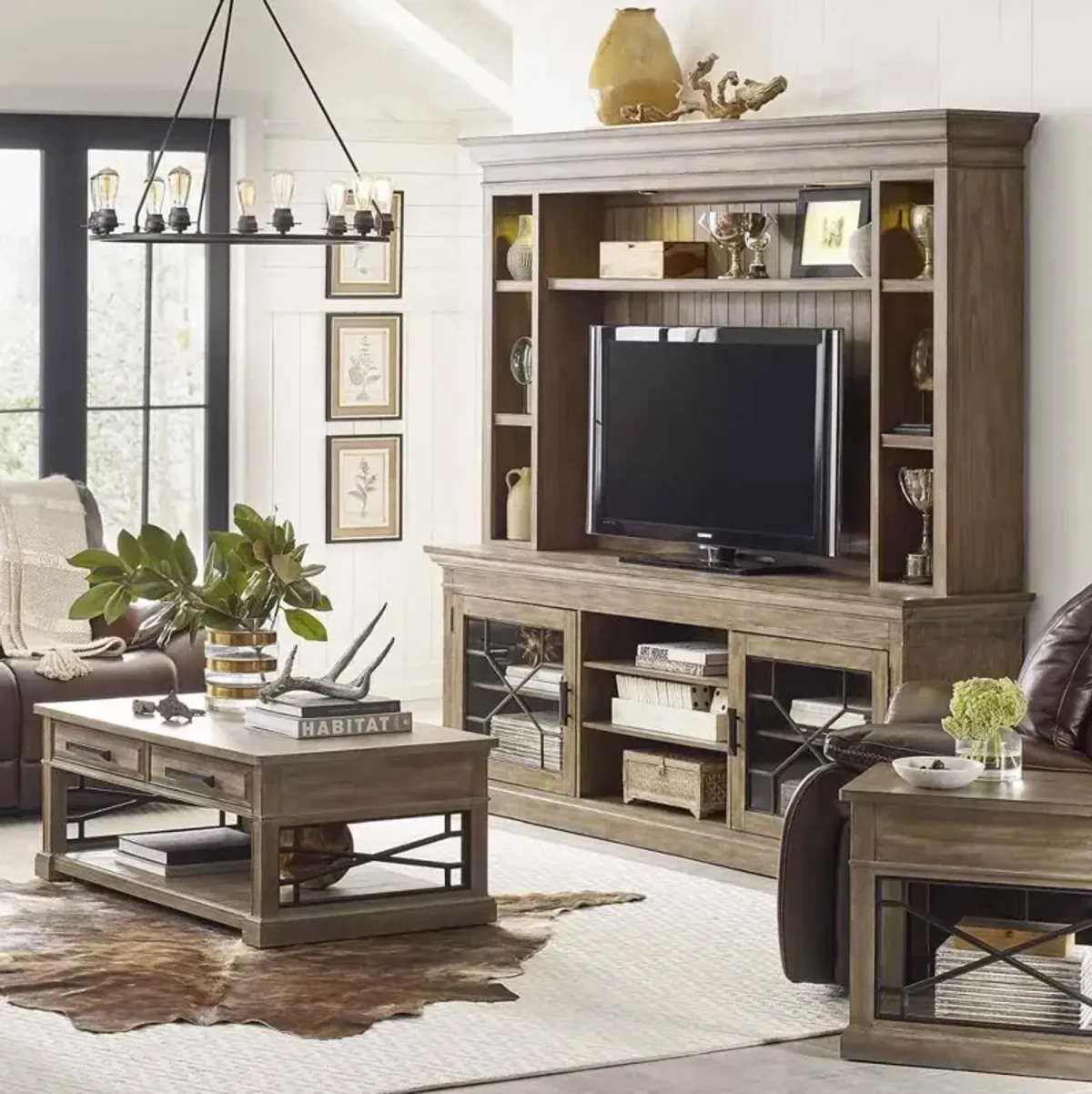 Parker House Traditional Wooden Entertainment Center in Driftwood Finish