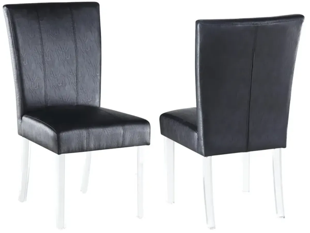 Chintaly Black Contemporary Curved Flare-Back Parson Side Chair