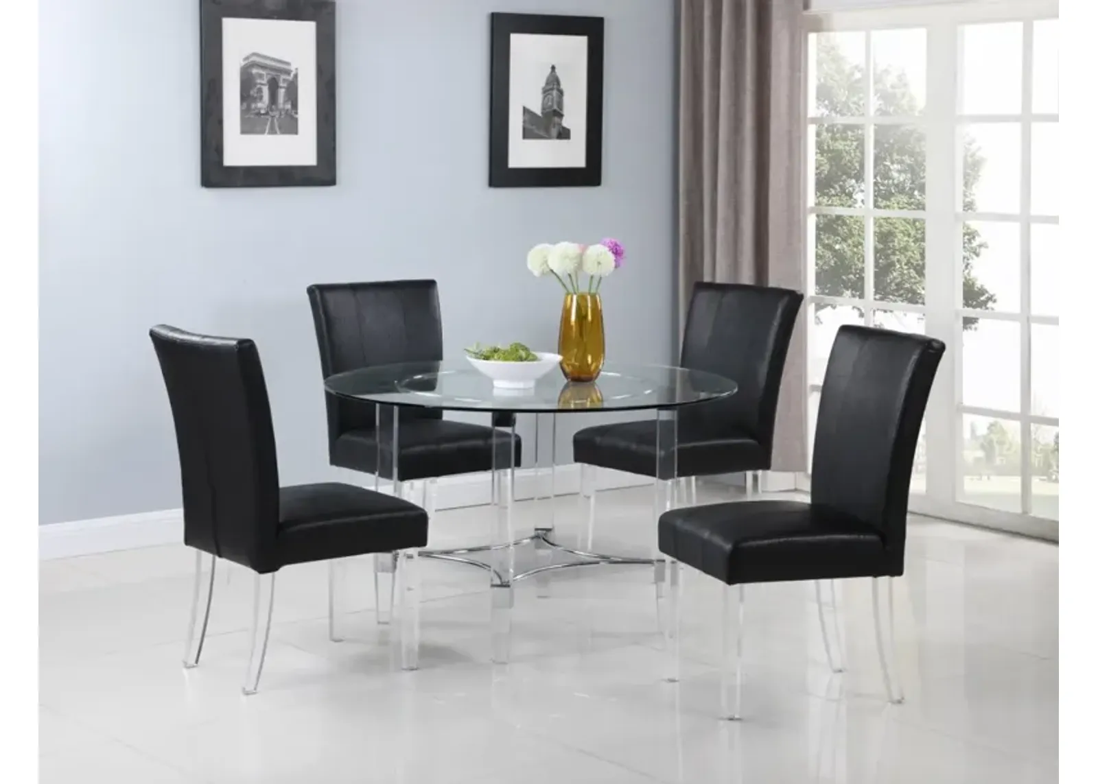 Chintaly Black Contemporary Curved Flare-Back Parson Side Chair