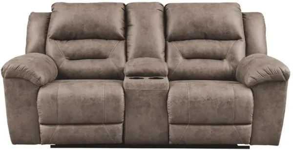 Ashley Stoneland Fossil Double Reclining Loveseat with Console