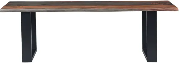 BERGEN SOLID SHEESHAM WOOD LIVE EDGE DINING BENCH WITH U-SHAPED METAL BASE