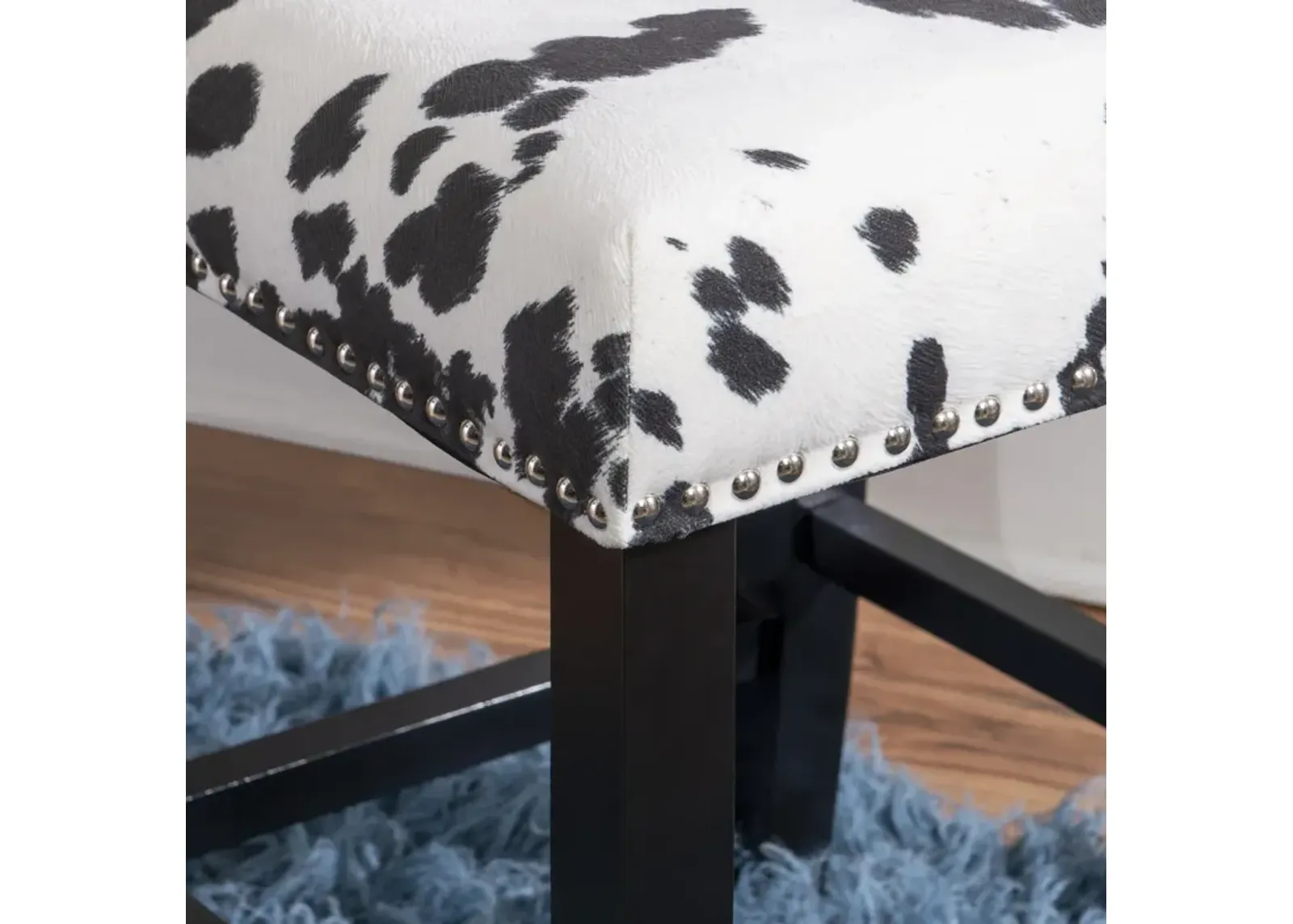 Linon Corey Black Cow Print Counter Stool