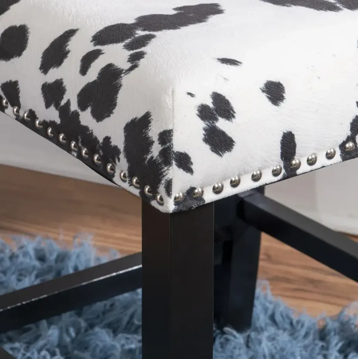 Linon Corey Black Cow Print Counter Stool