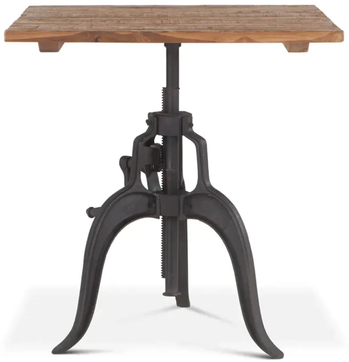 Home Trends Design Industrial Loft 30" Reclaimed Teak Wood Dining Table with Adjustable Crank