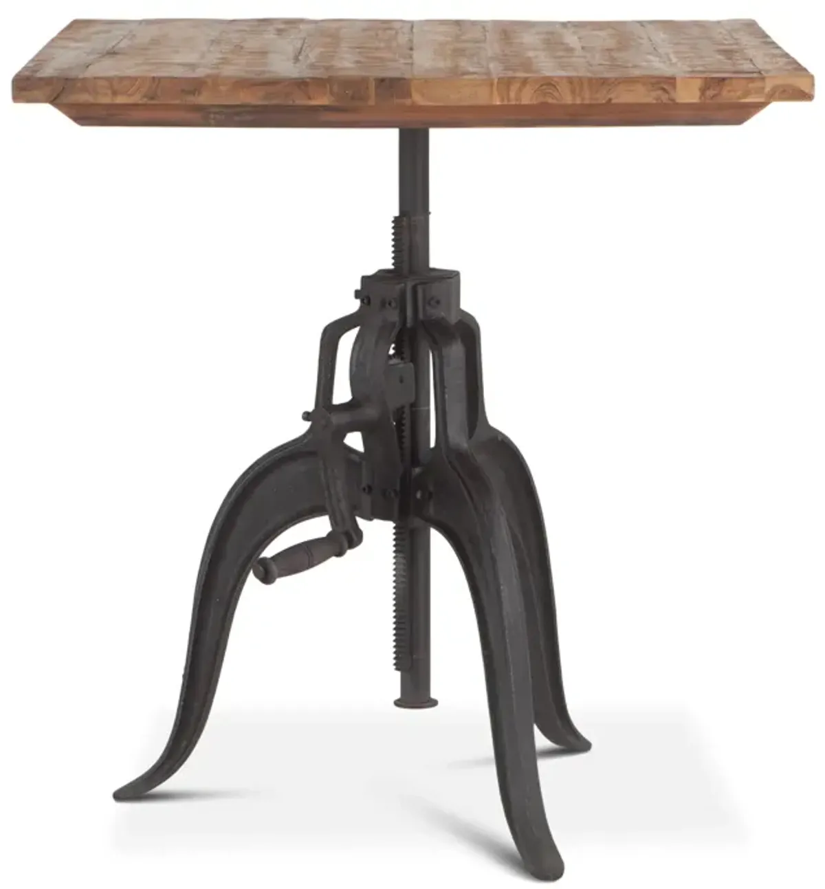 Home Trends Design Industrial Loft 30" Reclaimed Teak Wood Dining Table with Adjustable Crank