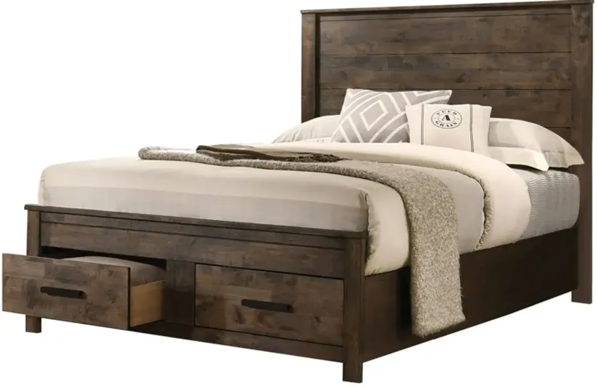 Coaster Woodmont King Storage Bed Rustic Golden Brown