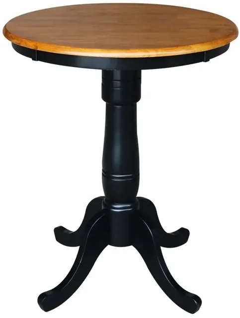 DINING ESSENTIALS 30" ROUND TABLE TOP WITH 36" TRADITIONAL PEDESTAL BASE WITH EXTENSION IN CHERRY/BLACK