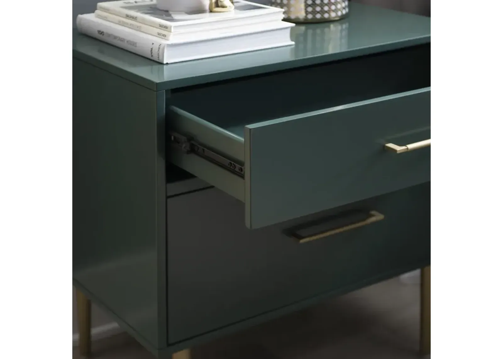 GLORIA 2-DRAWER NIGHTSTAND - DARK GREEN