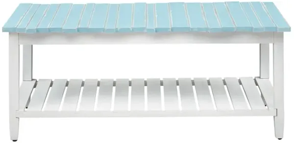 YASHA PLANK STYLE TOP COCKTAIL COFFEE TABLE WITH OPEN SLATTED LOWER SHELF