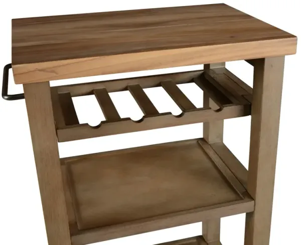 Steve Silver Belden Butcher Block Top Kitchen Cart In Grey