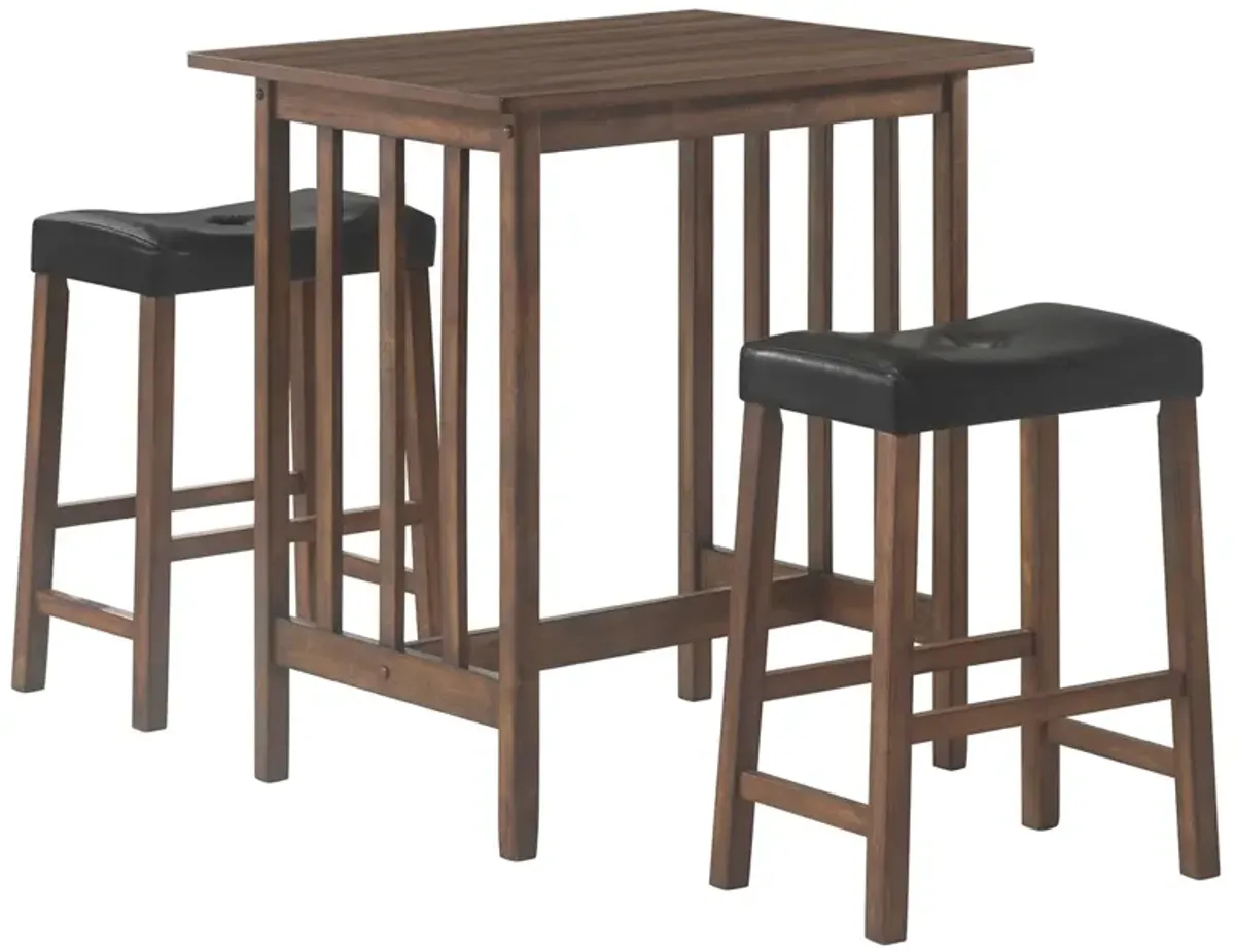 Coaster Oleander 3-Piece Counter-Height Dining Table Set Nut Brown