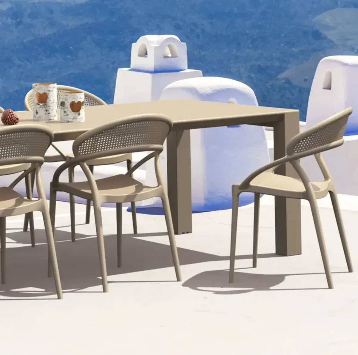 Compamia Sunset Extendable Outdoor Dining Set 9-Piece Taupe