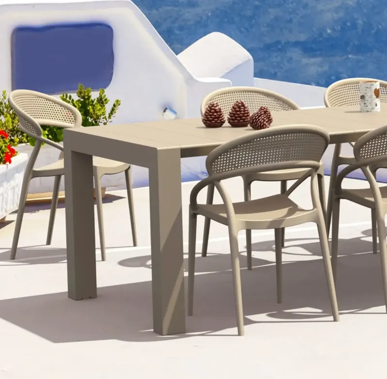 Compamia Sunset Extendable Outdoor Dining Set 9-Piece Taupe