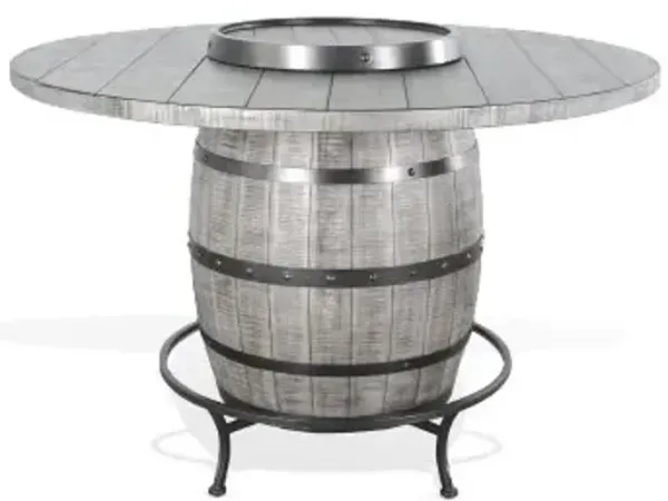 Sunny Designs Alpine Grey Round Pub Table with Wine Barrel Base