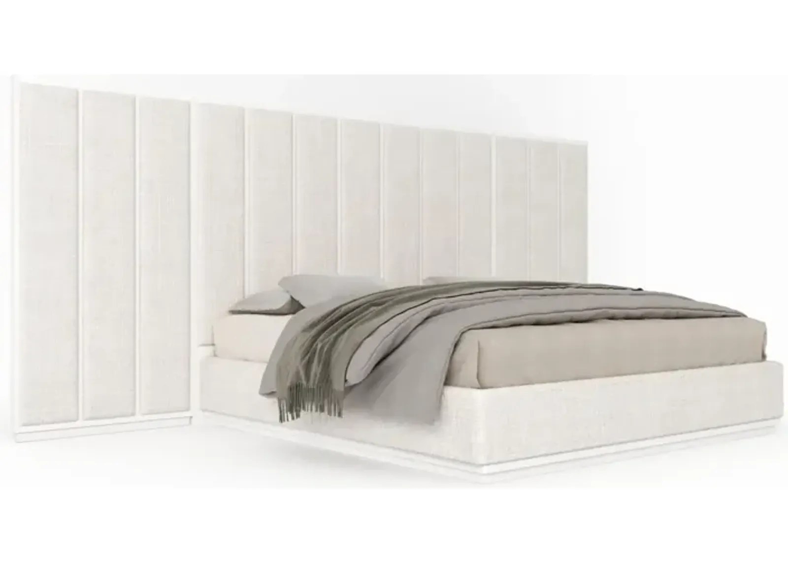 Casa Inspirata Colonna Wall California King Bed in Lino Bianco White