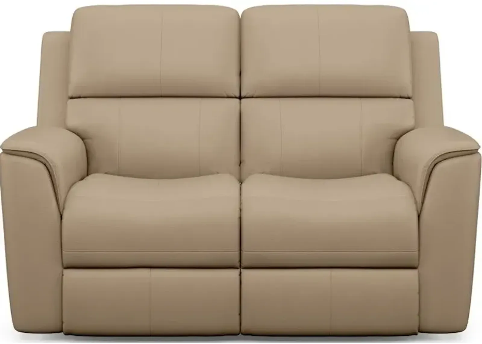 Flexsteel Henry Beige Leather Triple Power Reclining Loveseat