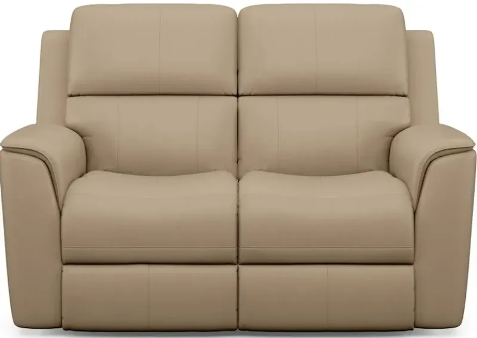 Flexsteel Henry Beige Leather Triple Power Reclining Loveseat