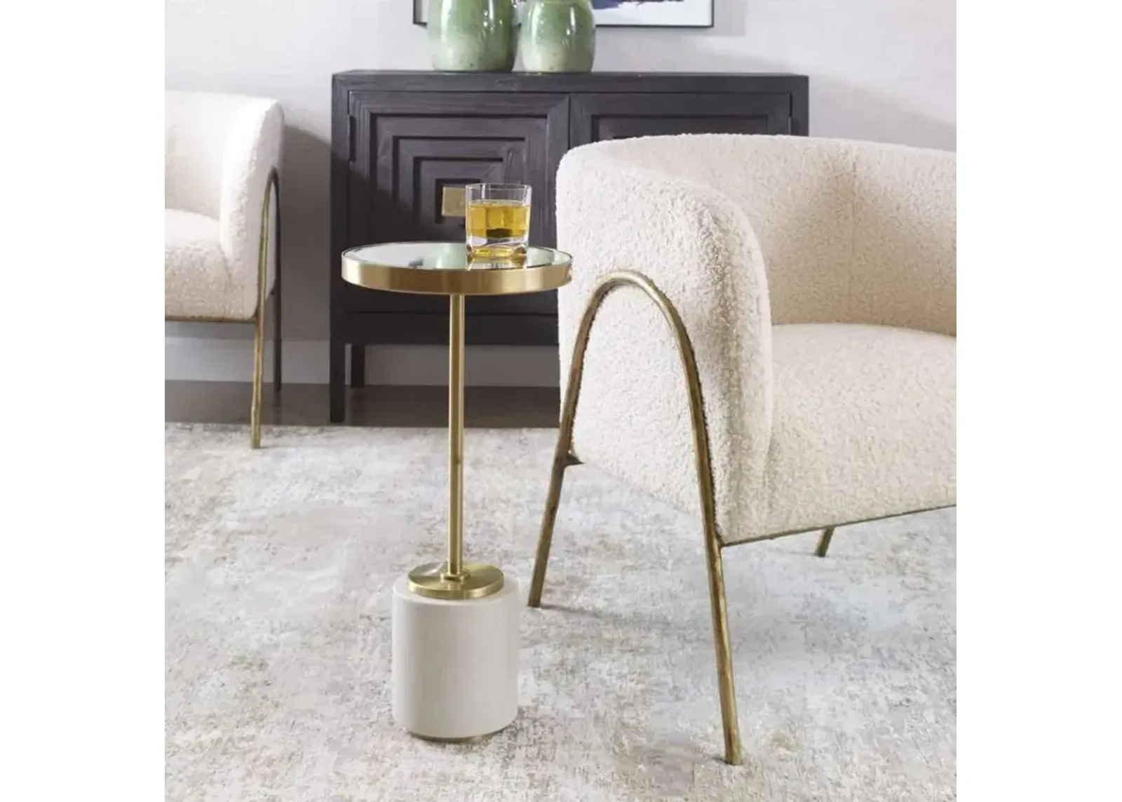 Uttermost Laurier Gold/White Drink Table