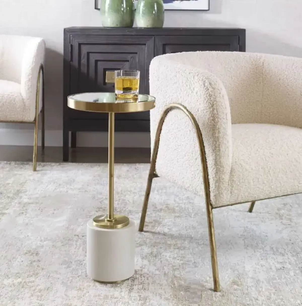 Uttermost Laurier Gold/White Drink Table