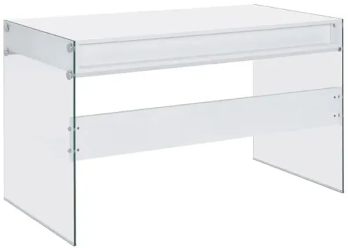 Coaster Dobrev 48 Inch 2-Drawer Writing Desk White High Gloss