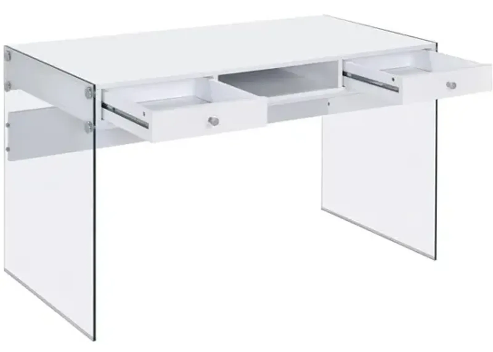 Coaster Dobrev 48 Inch 2-Drawer Writing Desk White High Gloss