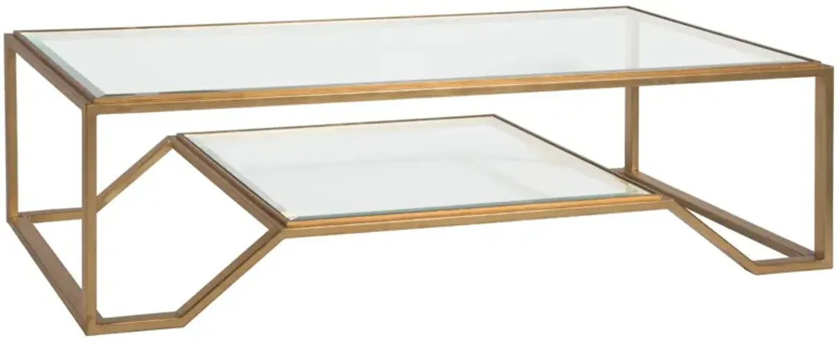 Artistica Home by Lexington Metal Designs Byron 60 Inch Rectangular Metal Cocktail Table Gold Leaf/Clear