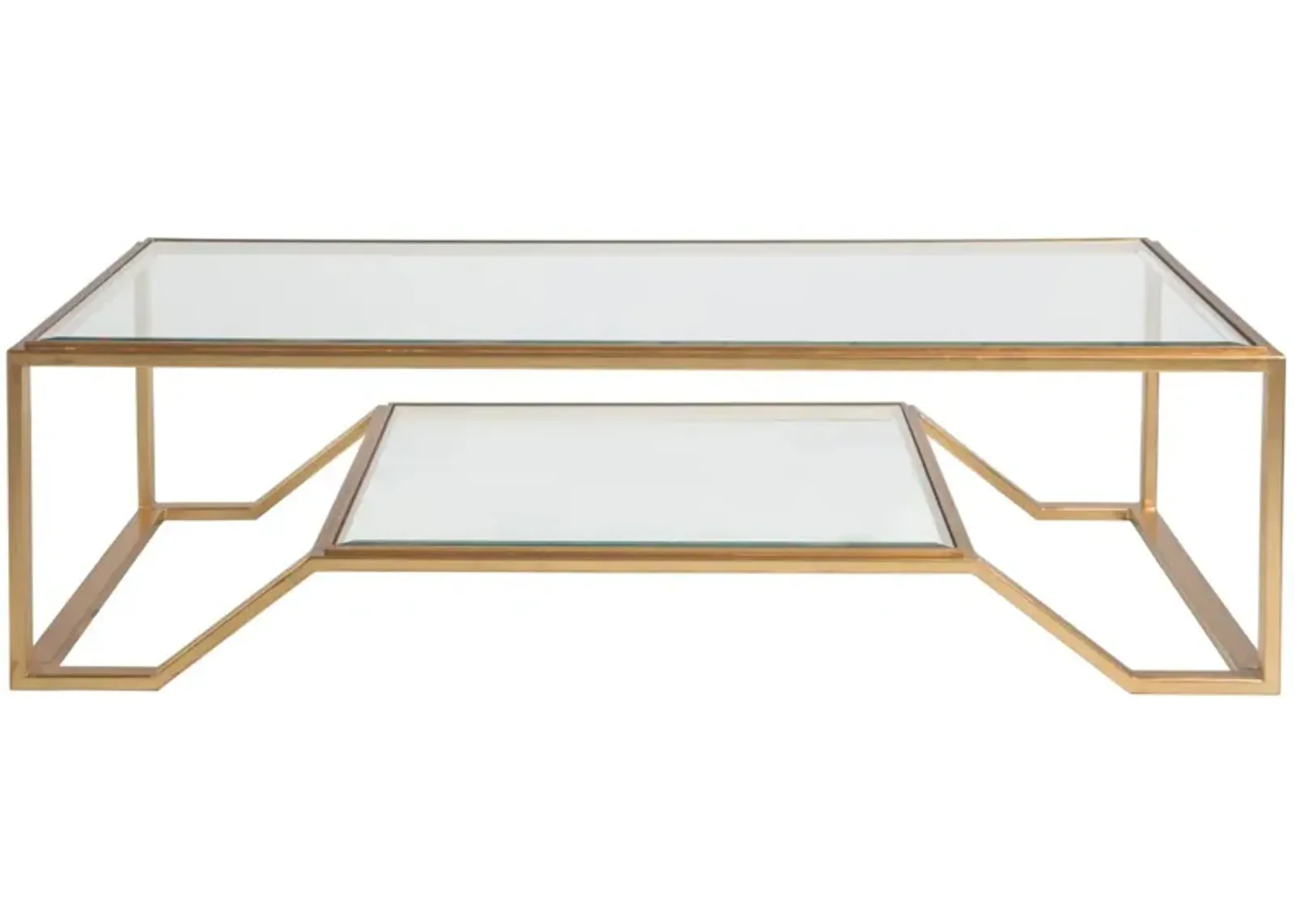 Artistica Home by Lexington Metal Designs Byron 60 Inch Rectangular Metal Cocktail Table Gold Leaf/Clear