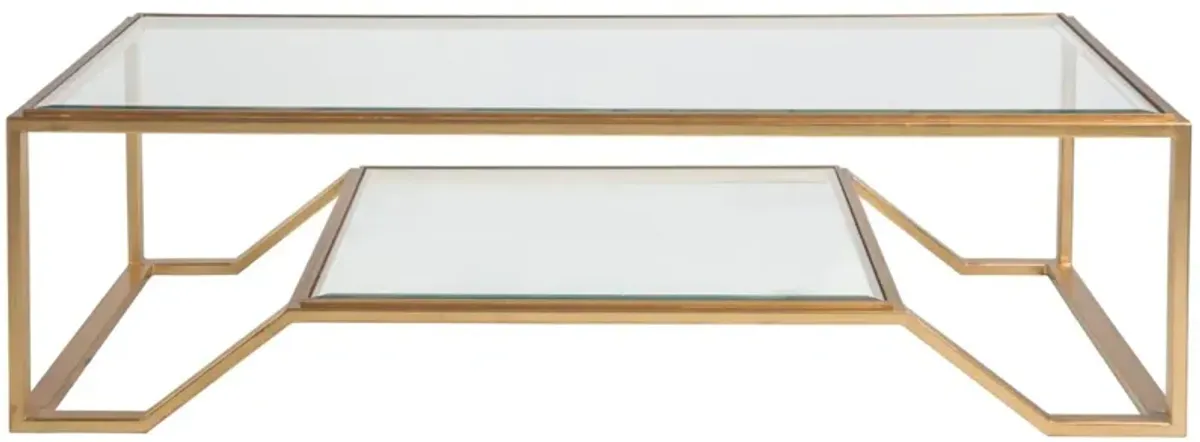 Artistica Home by Lexington Metal Designs Byron 60 Inch Rectangular Metal Cocktail Table Gold Leaf/Clear