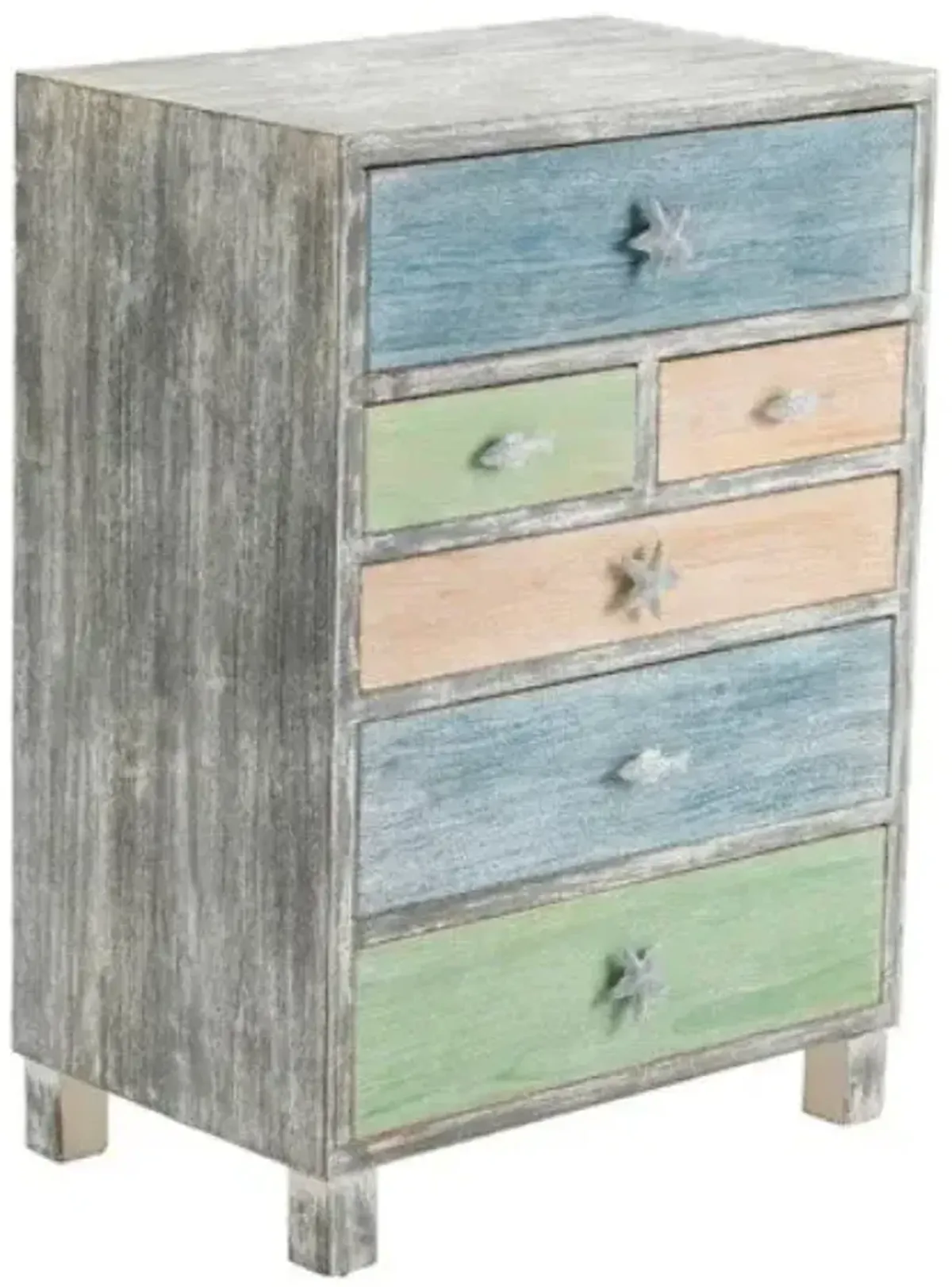 Crestview Key West Grey Driftwood & Multi Color Nautical Chest