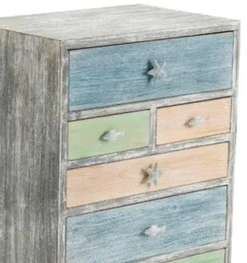 KEY WEST GREY DRIFTWOOD & MULTI COLOR NAUTICAL CHEST