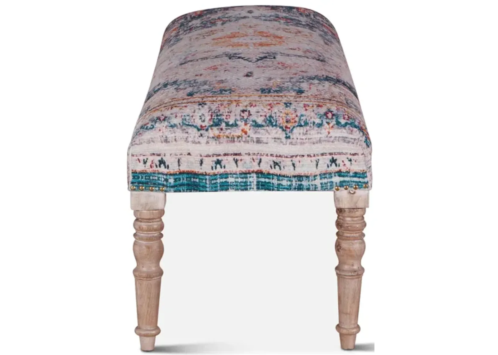 MARRAKECH TURQUOISE PRINT UPHOLSTERED BENCH