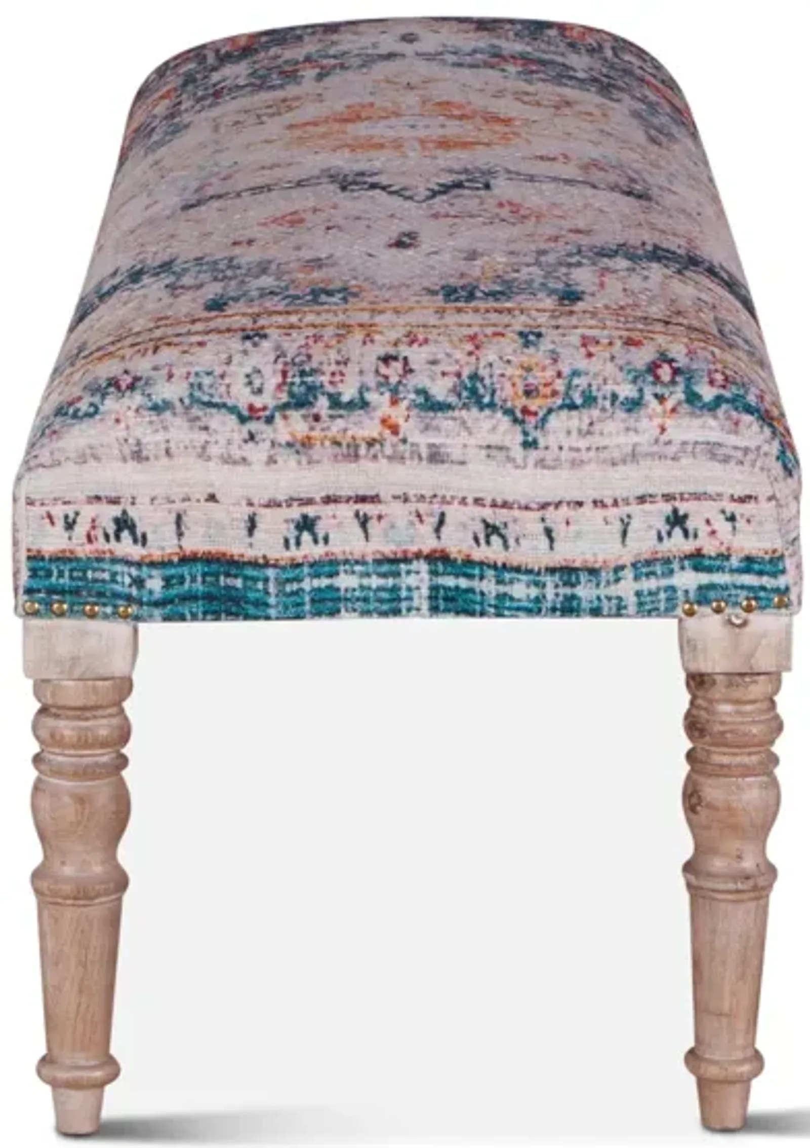 Home Trends Design Marrakech Turquoise Print Upholstered Bench