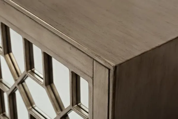 Jofran Casa Bella 50 Inch Mirrored Vintage Silver Media Entertainment TV Stand