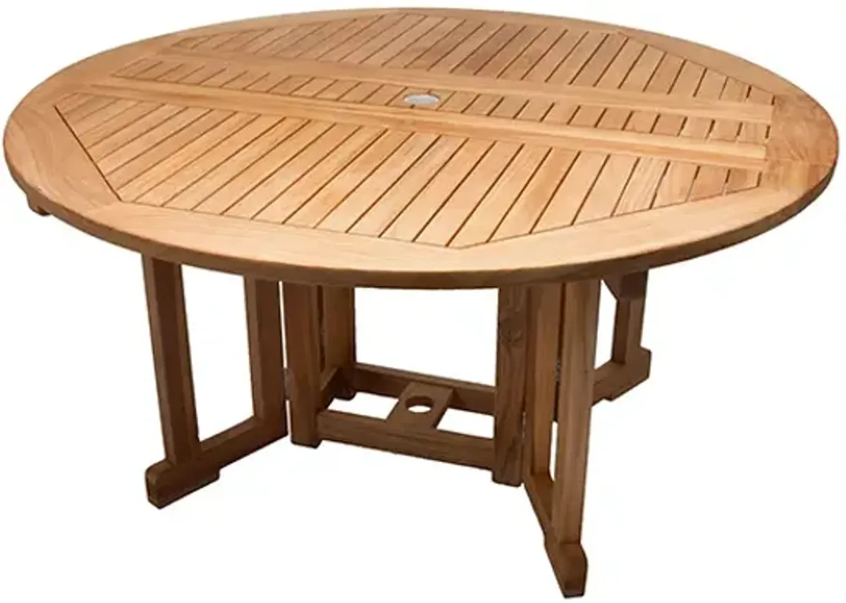 Royal Teak 5 Foot Drop-Leaf Outdoor Round Dining Table