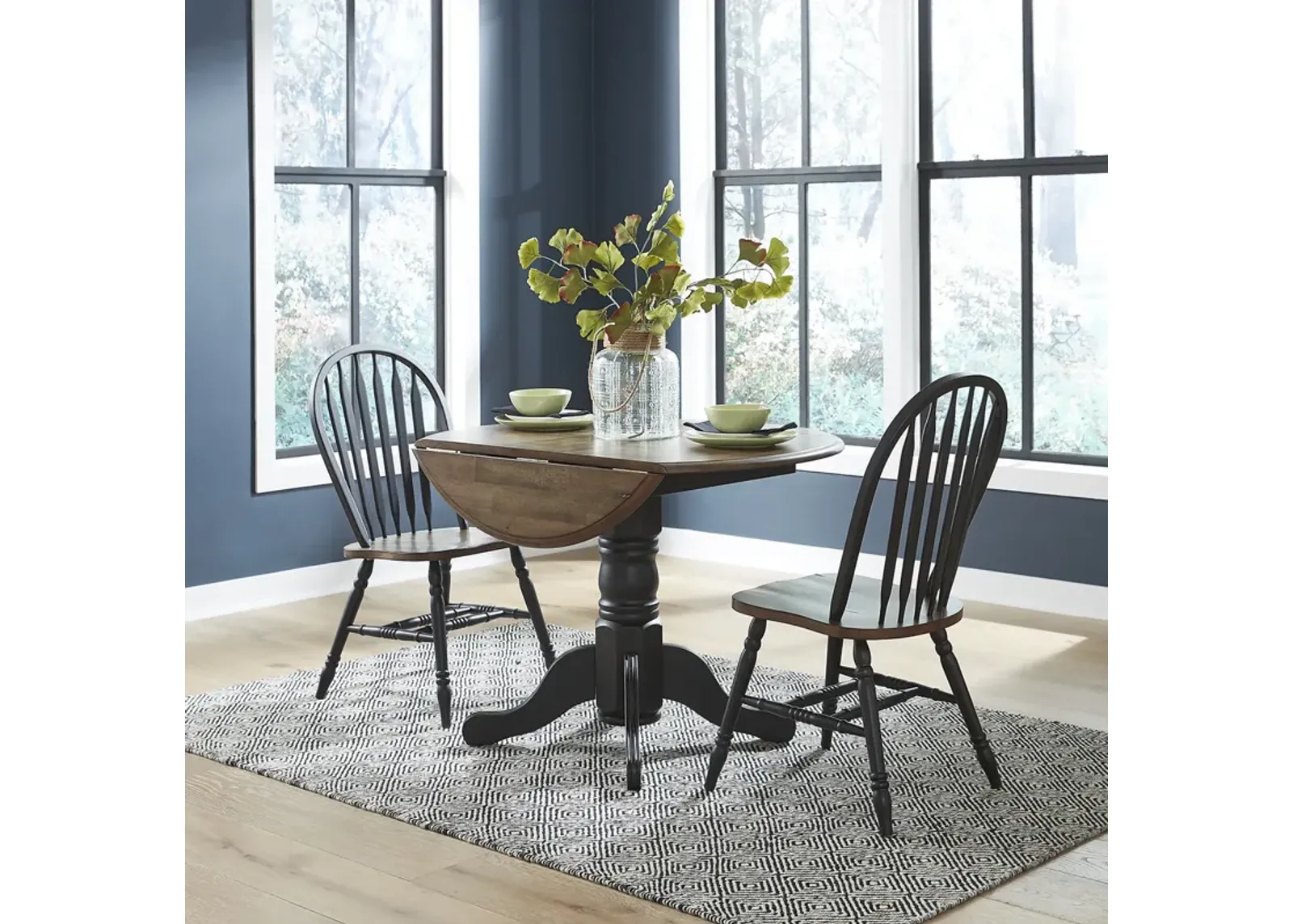 Liberty Furniture 3-Piece Antique Honey/Black Drop Leaf Dining Table Set Carolina Crossing