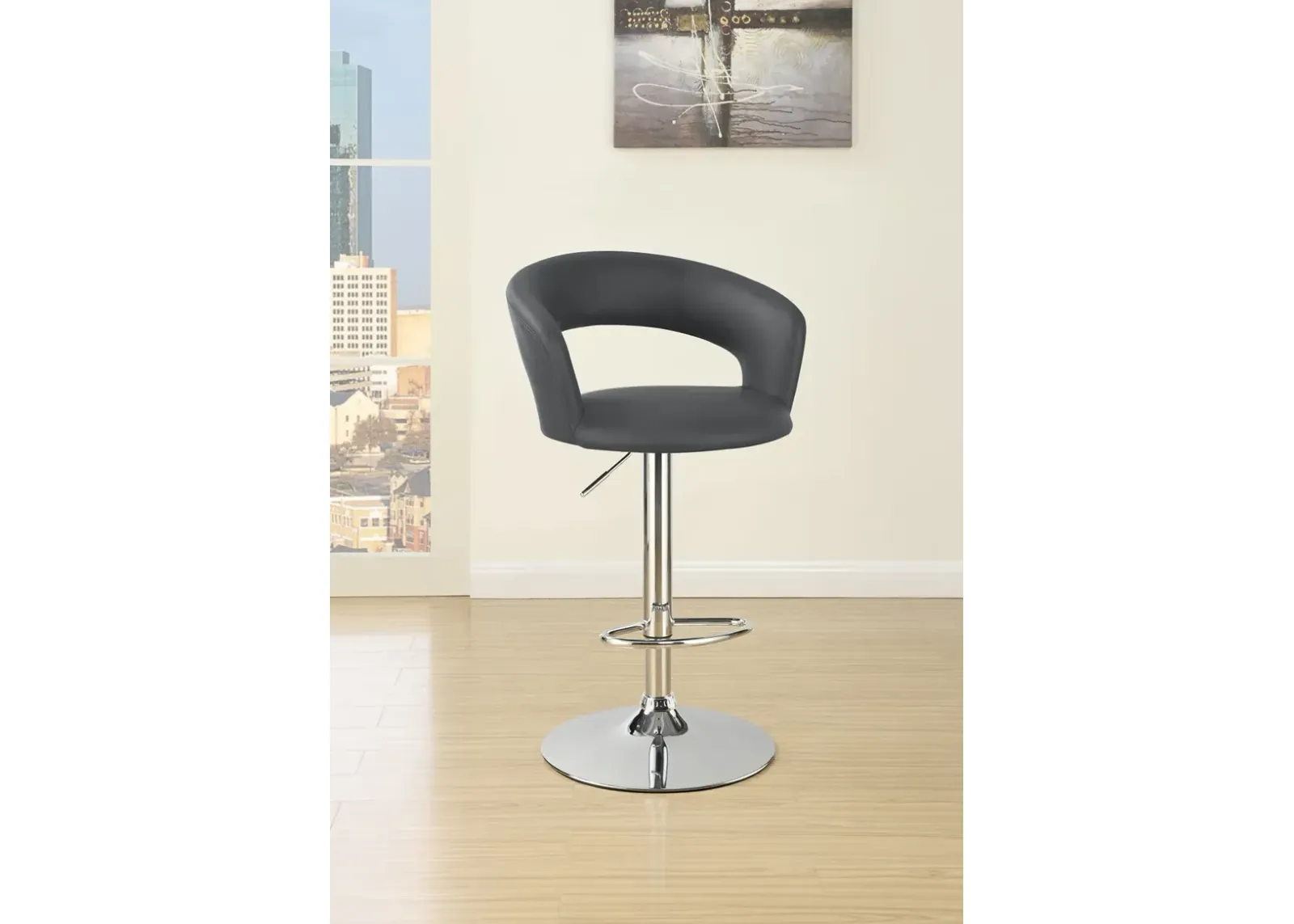 Coaster Barraza 29 Inch Adjustable Height Bar Stool Grey & Chrome