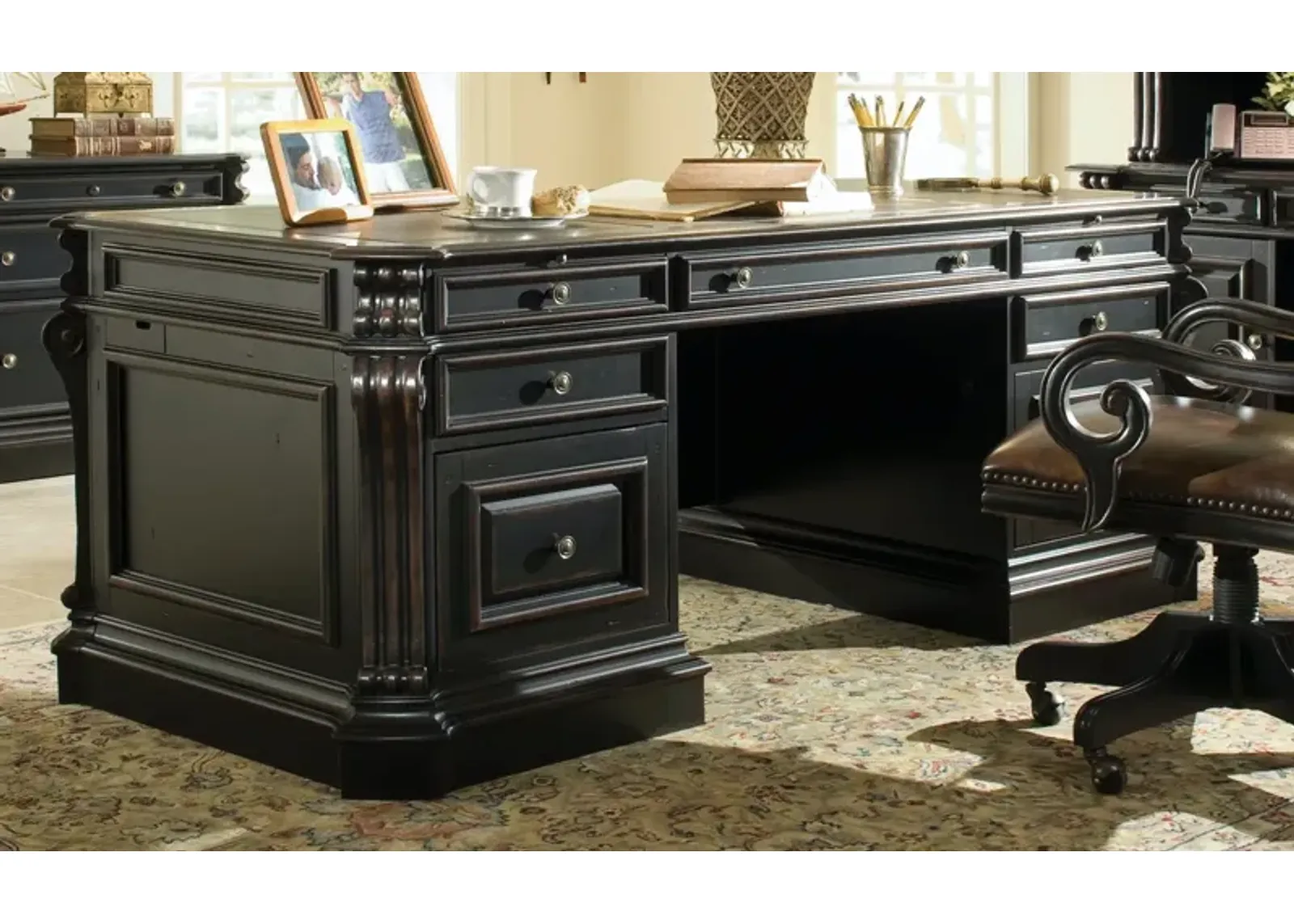 Hooker Furniture Telluride 76 Inch Executive Desk with Wood Panels